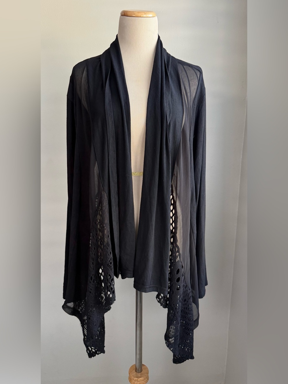 Fenn Wright Manson Black Crochet-Detail Open Cardigan